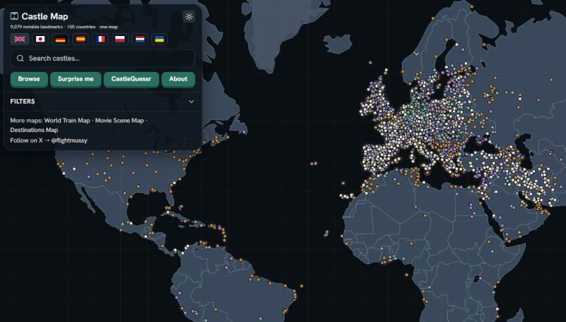 Screenshot della home page del sito The Castel Map.